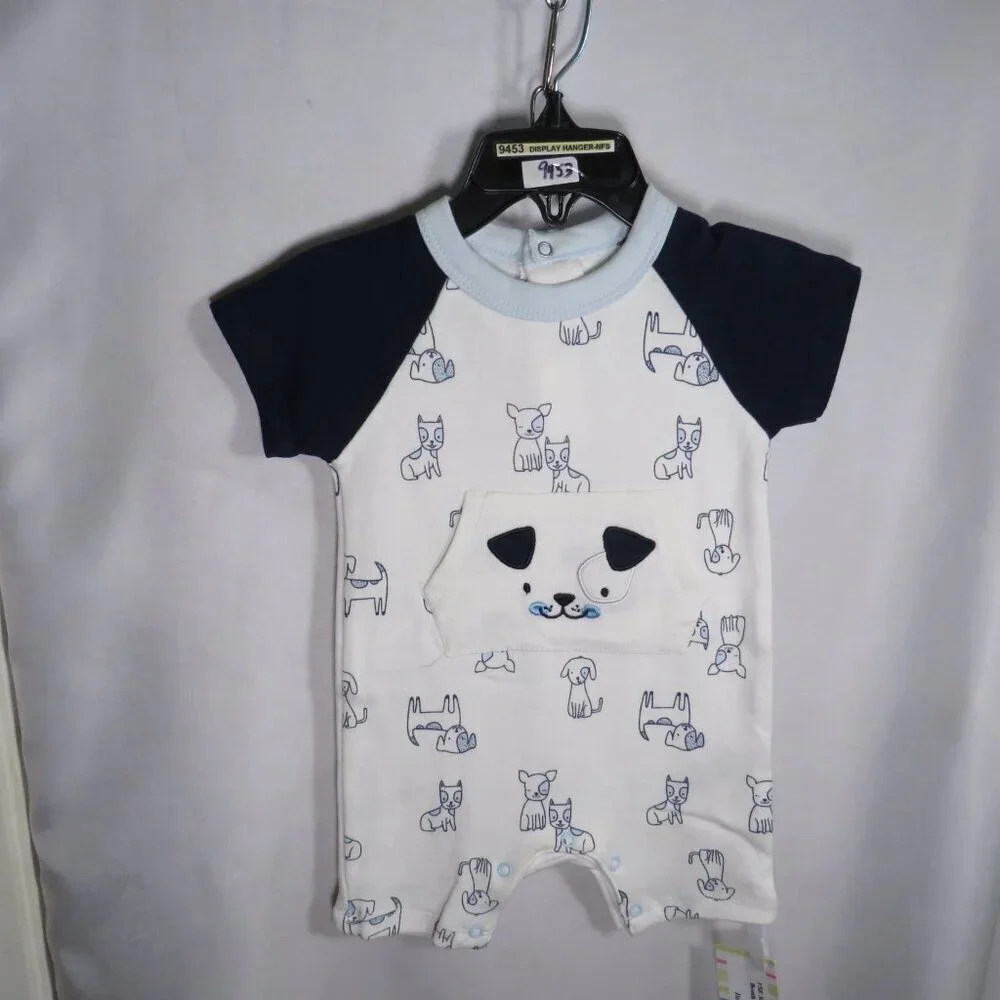Baby Blue & White Dog Puppy Bodysuit Rene' Rofe' 3-6 mts